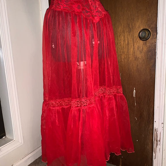 Cherry Red sheer lingerie dress - Picture 4 of 8